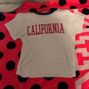 california white and navy blue tee